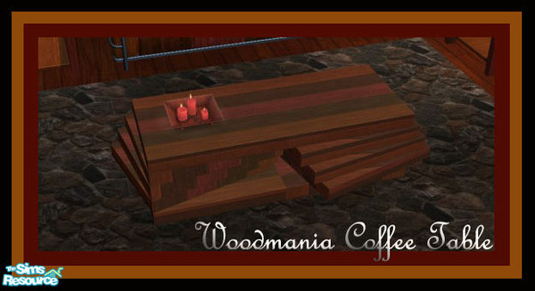 Sims 2 — Woodmania Warm Coffee Table by miss_beki — Warm Hued Timber Slab Coffee Table. Part of the Woodmania Range by