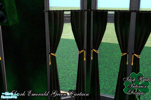 Sims 2 — Black Curtain Rod by Irish Pride — Black curtain rod for the dark emerald green curtains, part of the dark green
