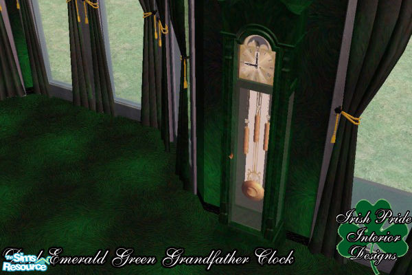 Sims 2 — Dark Emerald Green Grandfather Clock by Irish Pride — The dark emerald green Grandfather Clock, part of the dark