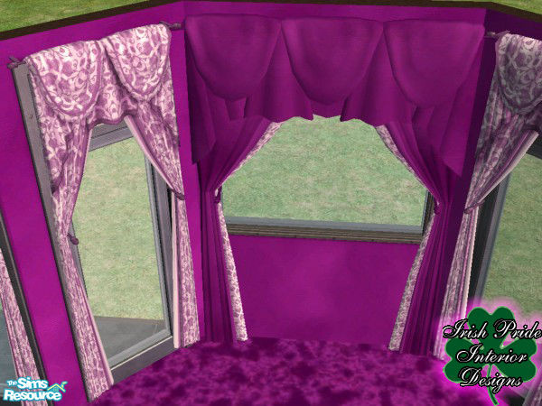 Sims 2 — Amethyst Flower Curtains by Irish Pride — The amethyst flower curtains, part of the amethyst living room set. By