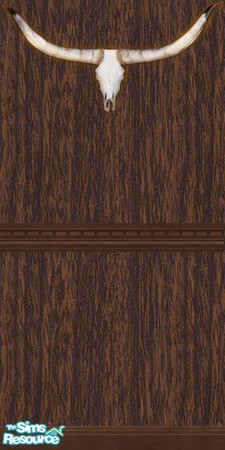 Sims 2 — Country cow hide paneling with skull and by cablebabee — Skull and horn paneling