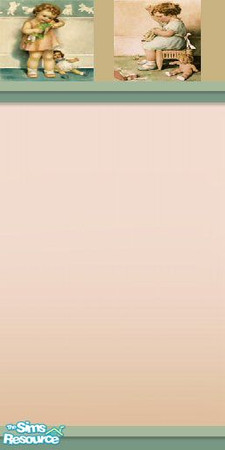 Sims 2 — Bessie's wall D by Betsy4arts — Part 4 of a 4 part wall set that matches the Bessie Pease Gutmann bedroom set.