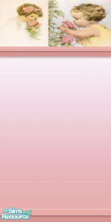 Sims 2 — Bessie's walls B by Betsy4arts — A wall with pinks of roses.Betsy's walls