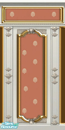 Sims 2 — Spiced Rococo Wall by Zillah — White wood panelling with cinnamon and gold accents for the Spiced Rococo set by