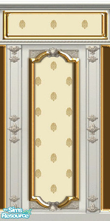 Sims 2 — Creme de Rococo Wall by Zillah — White wood panelling with cream and gold accents for the Creme de Rococo set by