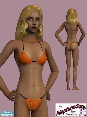 Sims 2 — NSC Swimsuit by Neptunesuzy — Bold tangerine orange bikini for your sims to wear at the poolside. Enjoy!