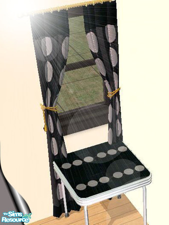 Sims 2 — Modern Set Curtains by AngelKitten056 — Some silver dots on a black background. The bars and curtain hold backs