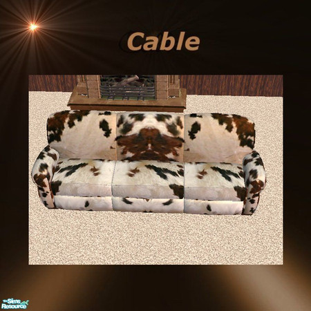 Sims 2 — Country Cowhide Sofa by cablebabee — Sofa upholstered in Cowhige.