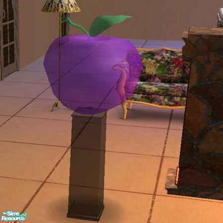 Sims 2 — Purple Glass Apple by buntah — This is a purple glass apple on a black glass stand. Part of my Apple Options