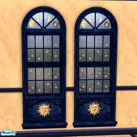Sims 2 — Decorated window by Bitzybus — Dark blue window with decorated glass to go with the set.