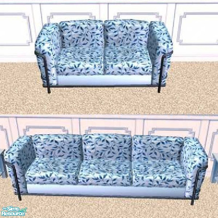 Sims 2 — Blue Leaf Sofa & Love Seat by Raveena — Part of the Blue Leaves Set. Updated with SimPE Ver. 0.15 to be