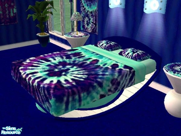 Sims 2 — Blue Tie Dye Bed Frame by biscuitmilkshake — The perfect bed for peace, love and happiness.