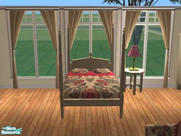 Sims 2 — Dark Pink Wildflower Bedding by toriamos — Bedding for the wicker bed