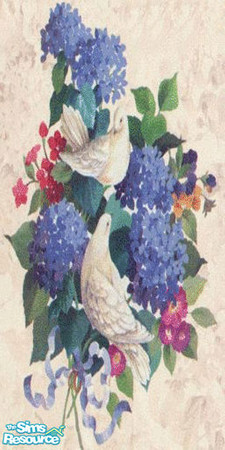 Sims 2 — dovesandroseswall by ead425 — doves and roses on a beige wall
