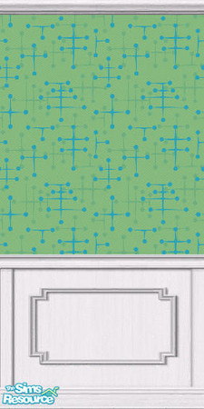 Sims 2 — Eames Wallpaper (Green) by DJLadyPope — Green 1950's Wallpaper with white coffer. Created by DJLadyPope (Three