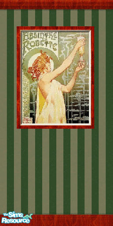 Sims 2 — Absinthe Poster by VonNdaSun — Bottoms up! Decorate your french bistro kitchen or bar with this vintage poster.