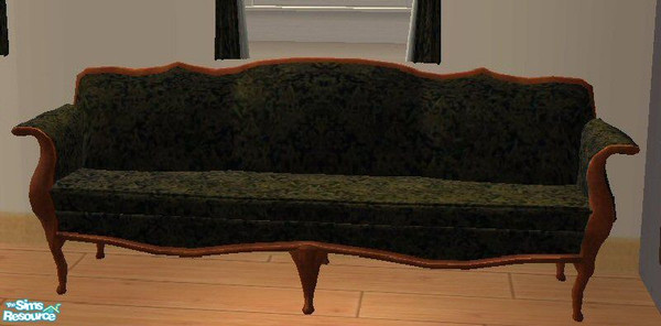 Sims 2 — Black Royal Sofa by SSilver — Beautiful black and gold fabric trimmed in regency cherry wood. Part of the Black