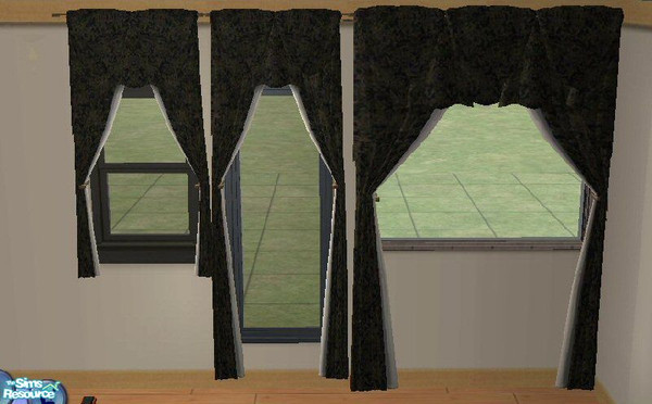 Sims 2 — Black Royal Curtains by SSilver — These curtains match the bedspread to the bed in this set. 