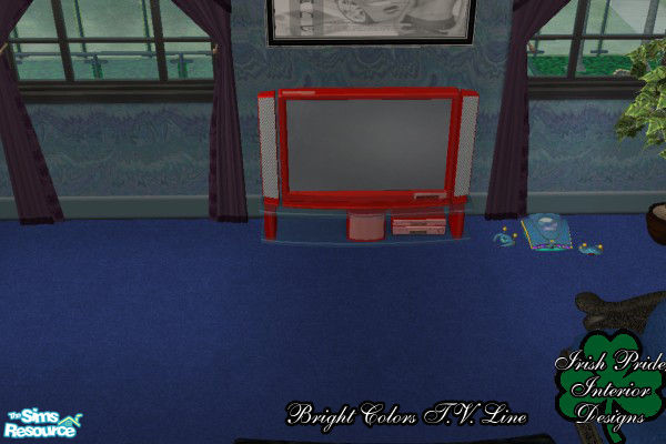 Sims 2 — Red Bright Color T.V. by Irish Pride — The bright colors red t.v. is the perfect buy to accent that modern sim