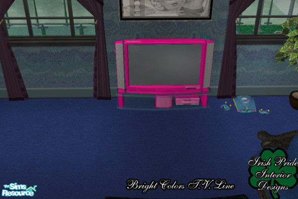 Sims 2 — Pink Bright Colors T.V. by Irish Pride — The bright colors pink t.v. is the perfect buy to accent that modern
