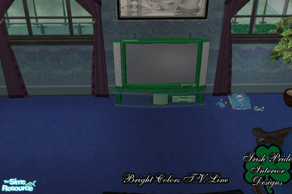 Sims 2 — Green Bright Color T.V. by Irish Pride — The bright colors green t.v. is the perfect buy to accent that modern