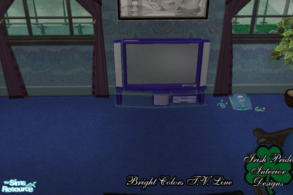 Sims 2 — Blue Bright Color T.V. by Irish Pride — The bright colors blue t.v. is the perfect buy to accent that modern sim