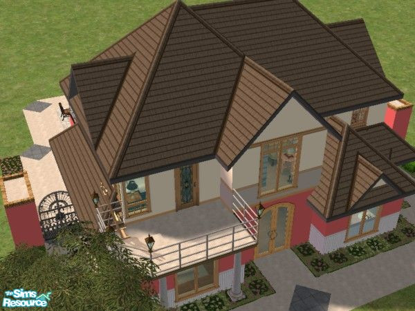 Sims 2 — 2Tone House by Liugao — This 2 tone house has 3 bedrooms, 4 bathrooms, kitchen/dining, pool area and lvng room.