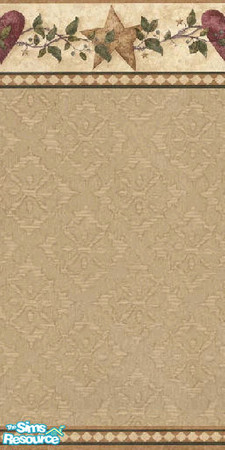 Sims 2 — Hearts and Stars by ms_teree — Lovely beige patterned wallpaper with a hearts and stars border. Created by Ms