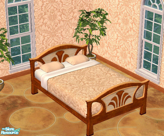 Sims 2 — Desert flower beige bedding by TSR Archive — Matching wallpaper: "Desert Flower" wallpaper - see