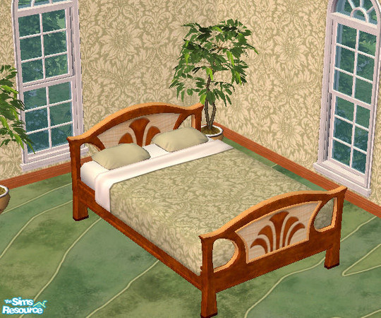Sims 2 — Desert flower green bedding by TSR Archive — Matching wallpaper: "Desert Flower" wallpaper - see