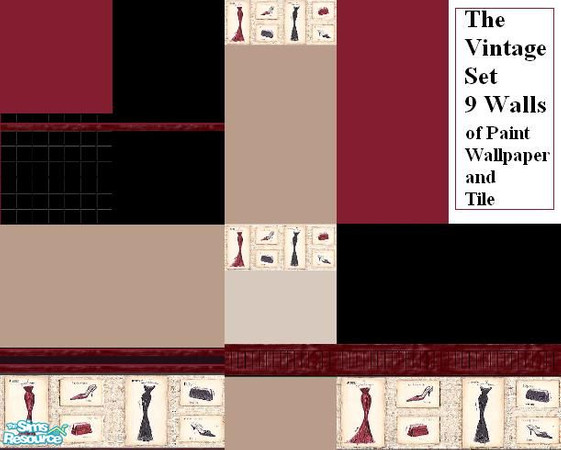 Sims 2 — Vintage in Red Black Beige by Lorah — Back to yesteryear. By Lorah