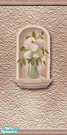 Sims 2 — Earth Stucco Wall 2 by TSR Archive — earth toned stucco wall with flower alcove. perfect for angled walls.