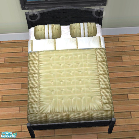 Sims 2 — Pottery Barn Inspirations - Green Beddin by stoked4sims — Green silk and jacquard bedding with clean white trim.