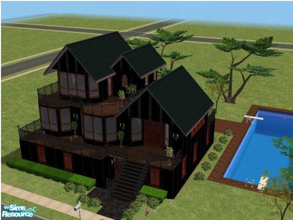 Sims 2 — Coal Harbour by MandyWhy — Neighbourhood haunted house, or gorgeous goth home? Credit for two walls to Lorah and