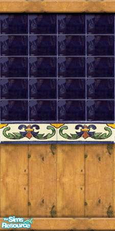 Sims 2 — Mexican Tile with Rustic Paneling by dotcombuilder — Mi Casa Kitchen Mexican Cobalt Blue Tiling with Rustic