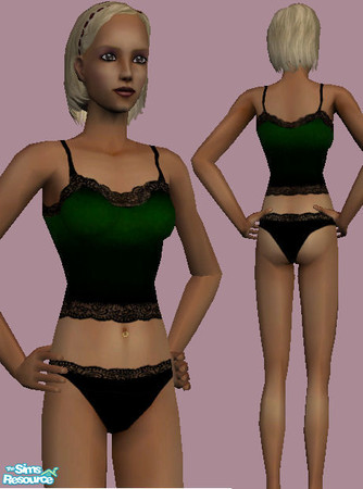 Sims 2 — NSC Undies by Neptunesuzy — Rich green Undie set with black lace trim. Enjoy! 