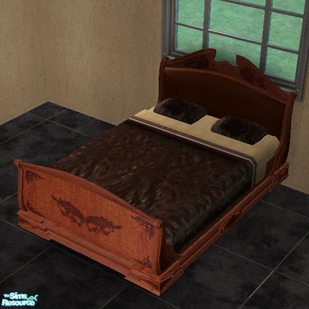 Sims 2 — Chocolate Velvet Bedding by stoked4sims — Velvet bedding in rich chocolate with platinum silk accents.