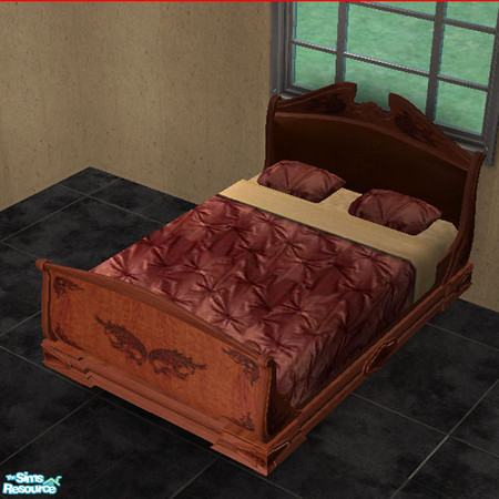 Sims 2 — Crimson Red Silk Jacquard Bedding by stoked4sims — Silk jacquard, quilted detailing, and luxurious satin make up