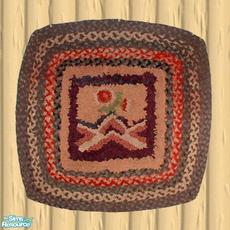 Sims 2 — Pine log floor with braided rug by buntah — This will show up in the game in your carpeting section, but will