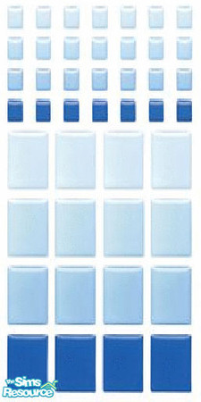 Sims 2 — blue tile wall mosaic by The_Unicorn — blue and white for the bathroom