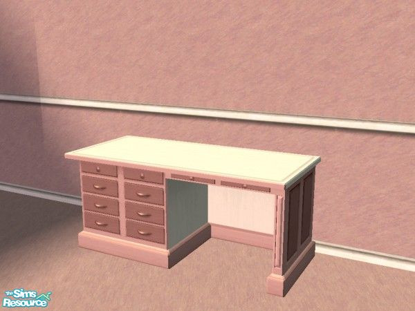 Sims 2 — Pink/White desk by Bitzybus — Desk in white and different pink tones to match the set.