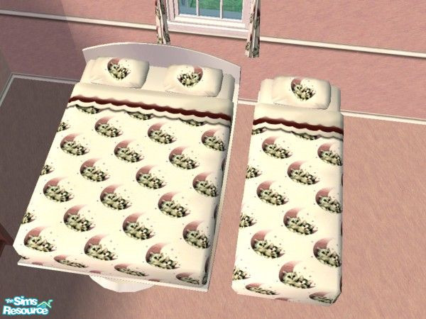 Sims 2 — Cute kittens - bedding by Bitzybus — Bedding in white and pink with kittens to go with the set.