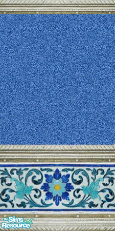 Sims 2 — Fiore Azzuro by LaLunaRossa72 — Moquette panels with fine wood craft work, painted with silver and azure colors.