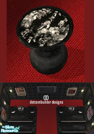 Sims 2 — End Table- Vintage Cinema by dotcombuilder — End table in distressed leather upholstery with theater audience