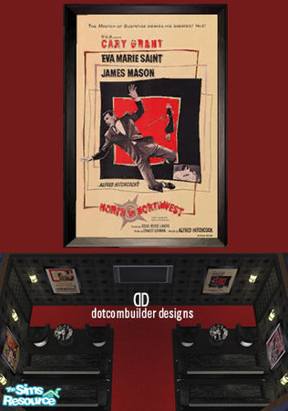 Sims 2 — Painting- North By Northwest by dotcombuilder — Black framed movie poster for the Cary Grant classic,