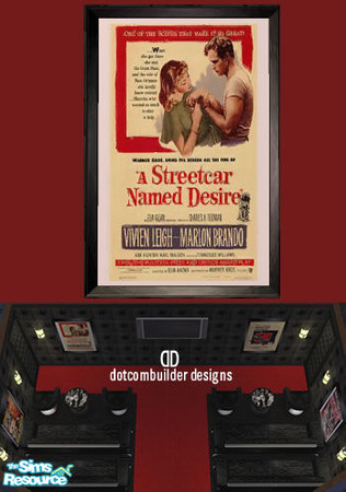Sims 2 — Painting- A Street Car Named Desire by dotcombuilder — Black framed movie poster for the Marlon Brando classic,