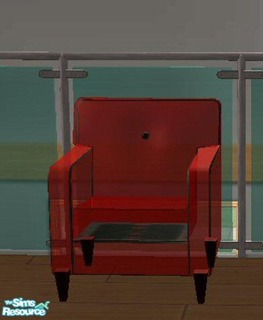 Sims 2 — Red Glass Living Chair by SSilver — A red glass version of the "Blue Suede Chair".