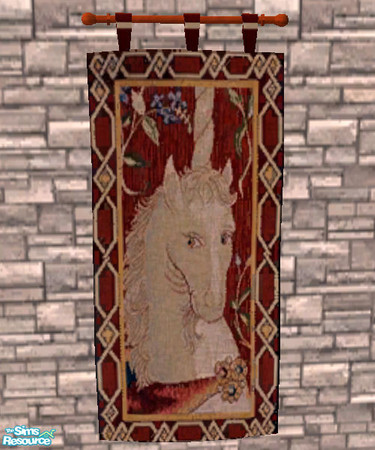 Sims 2 — NSC Tapestry - Medieval 1 - Unicorn by Neptunesuzy — Your sims will love this Unicorn Tapestry for their sim
