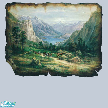 Sims 2 — Horse Mural by Dark_Design — Beautiful Mural with Horses Running