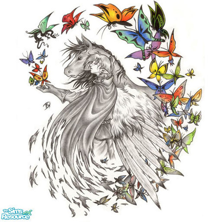 Sims 2 — Butterfly Circle by Dark_Design — A man, his horse and a cornucopia of butterflies.
